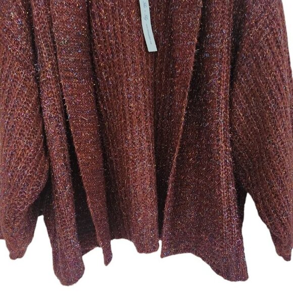 She + Sky Mauve Glitter Metallic Open Chunky Sweater Women One Size NEW - Picture 4 of 7